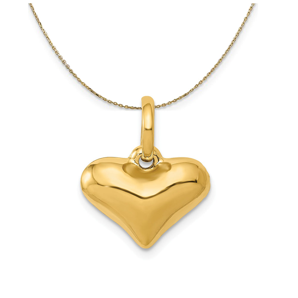 14k Yellow Gold Hollow Puffed Heart Necklace, Item N23722 by The Black Bow Jewelry Co.