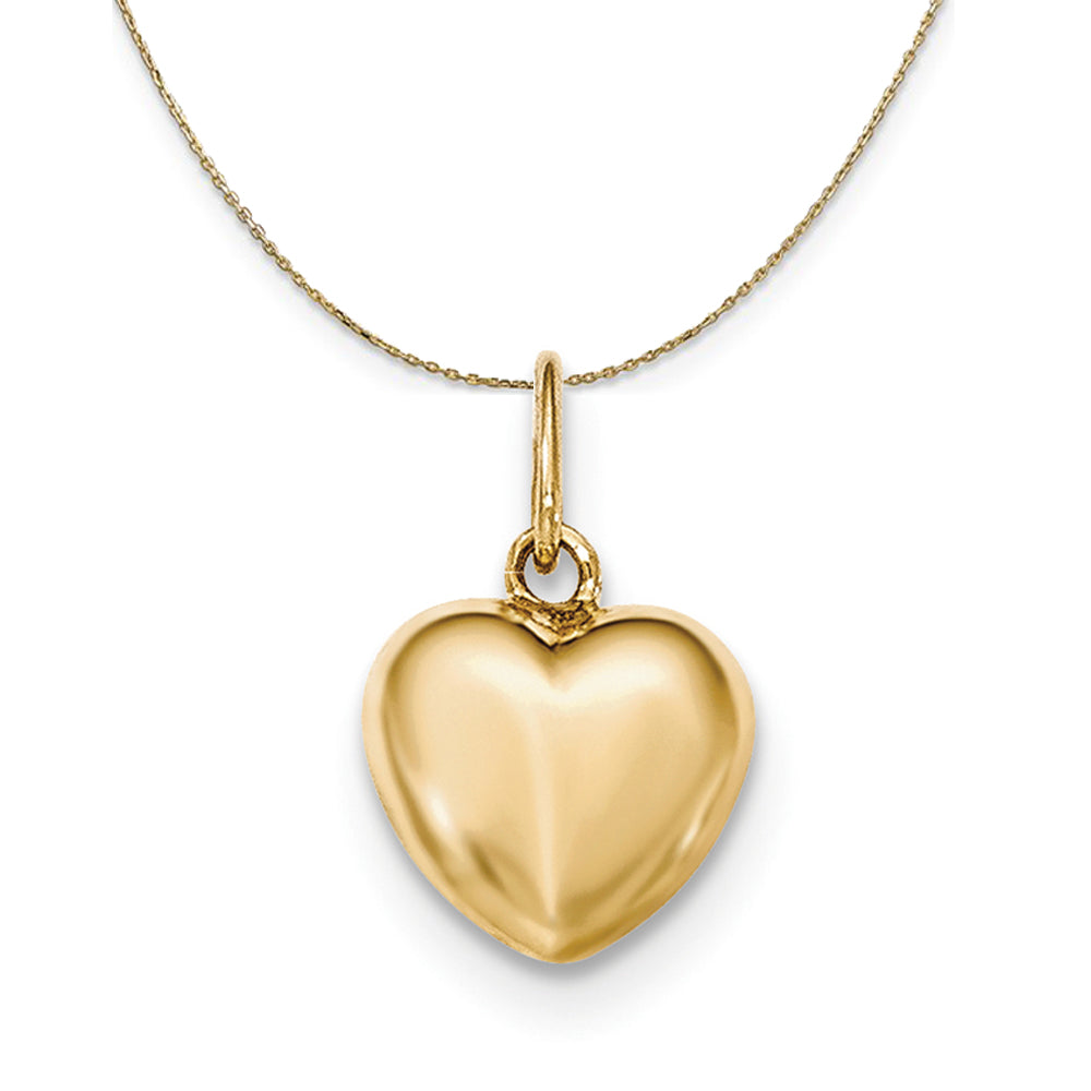 14k Yellow Gold Hollow Puffed Heart Necklace, Item N23727 by The Black Bow Jewelry Co.
