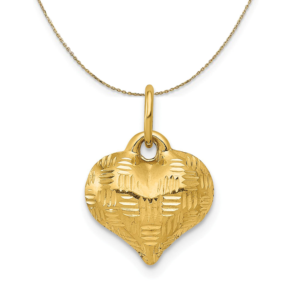 14k Yellow Gold Textured Puff Heart (6mm) Necklace, Item N23732 by The Black Bow Jewelry Co.