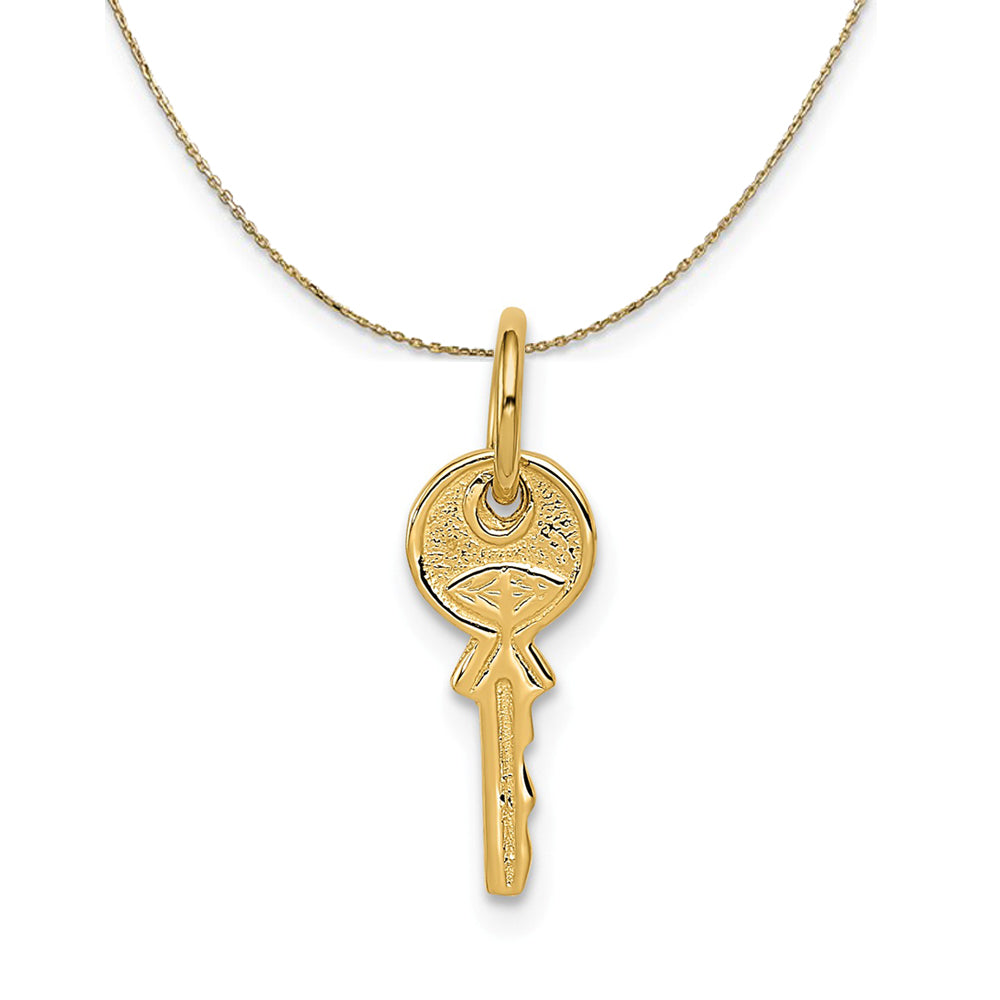 14k Yellow Gold Small Key (6mm) Necklace, Item N23751 by The Black Bow Jewelry Co.