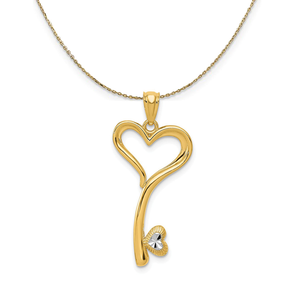 14k Yellow Gold with Rhodium Heart Key Necklace, Item N23758 by The Black Bow Jewelry Co.
