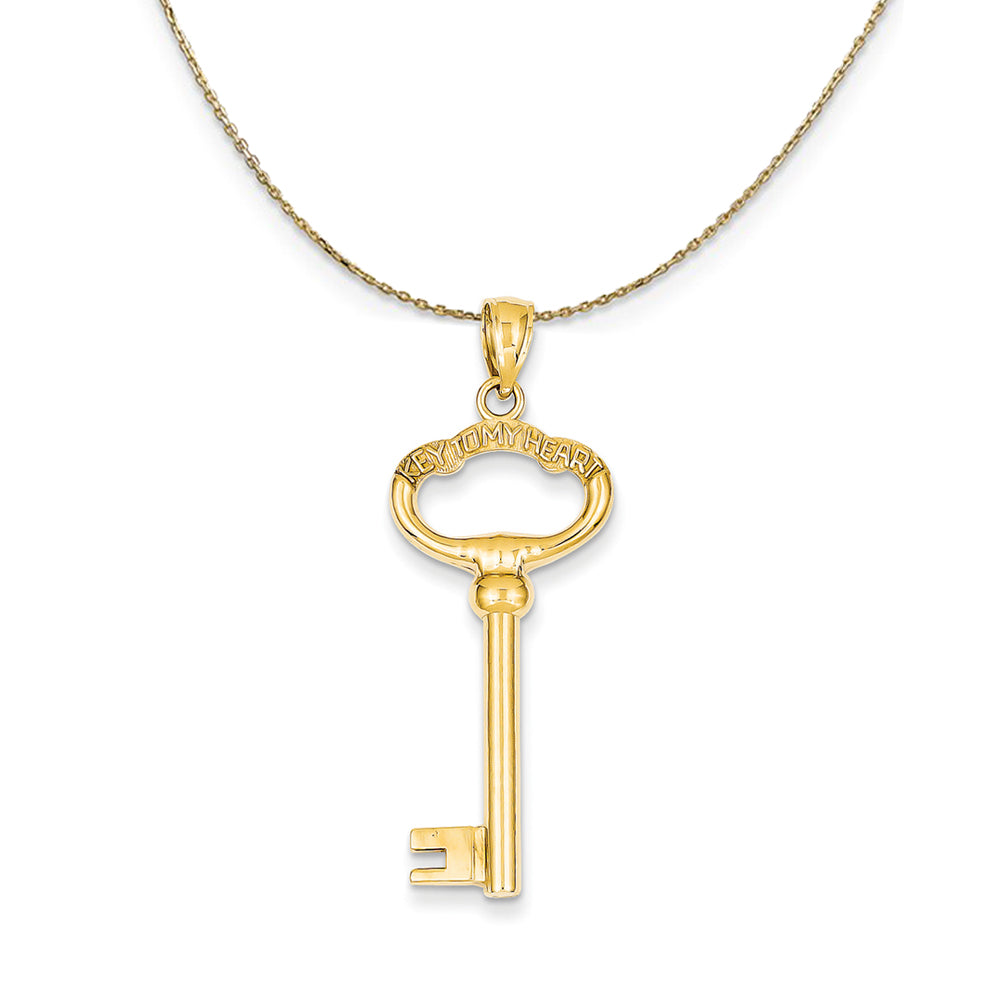 14k Yellow Gold Key to My Heart Key Necklace, Item N23767 by The Black Bow Jewelry Co.