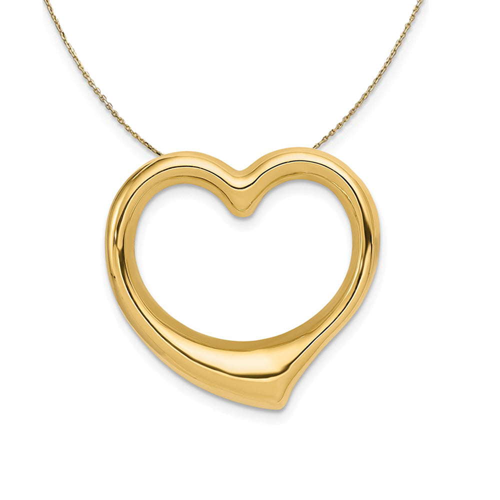 14k Yellow Gold Cut Out Heart Slide, 24mm Necklace, Item N23787 by The Black Bow Jewelry Co.