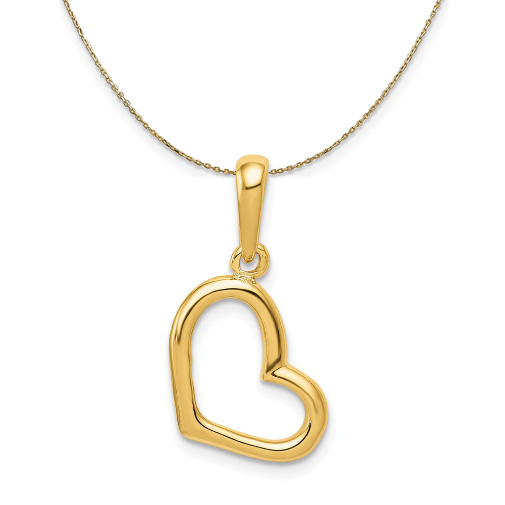 14k Yellow Gold Polished Plain Heart Necklace, Item N23789 by The Black Bow Jewelry Co.