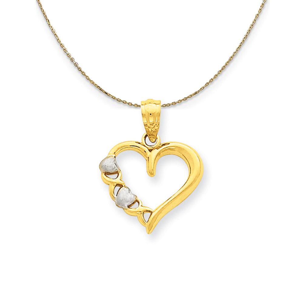 14k Yellow Gold and Rhodium Heart Necklace, Item N23791 by The Black Bow Jewelry Co.