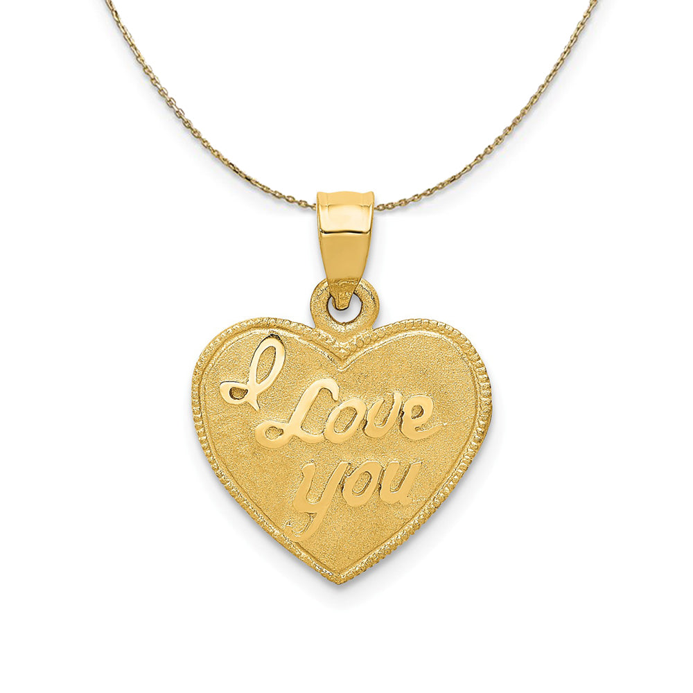 14k Yellow Gold I Love You Heart Necklace, Item N23793 by The Black Bow Jewelry Co.