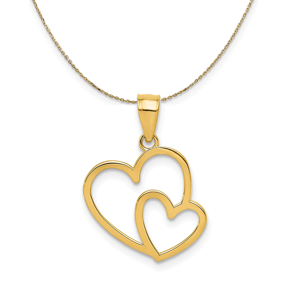 14k Yellow Gold Double Heart Necklace, Item N23812 by The Black Bow Jewelry Co.