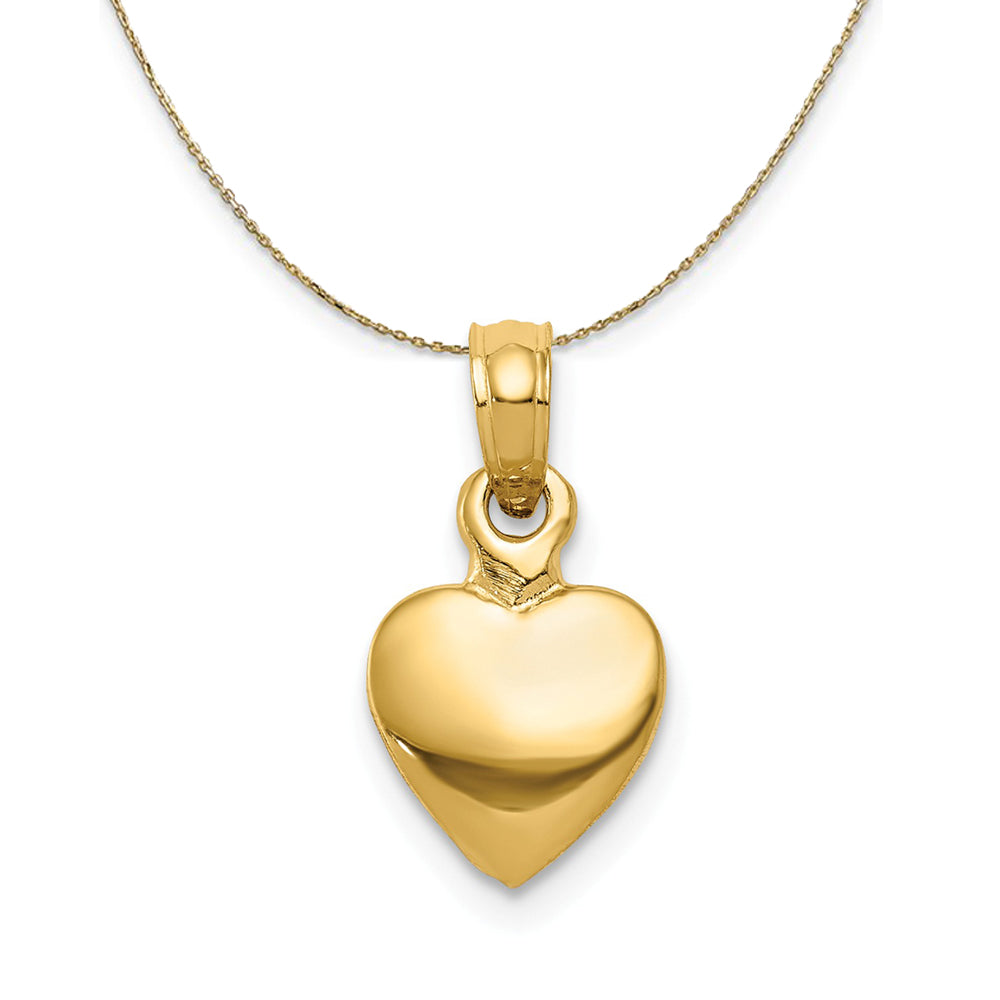 14k Yellow Gold Hollow Polished Mini Heart Necklace, Item N23814 by The Black Bow Jewelry Co.