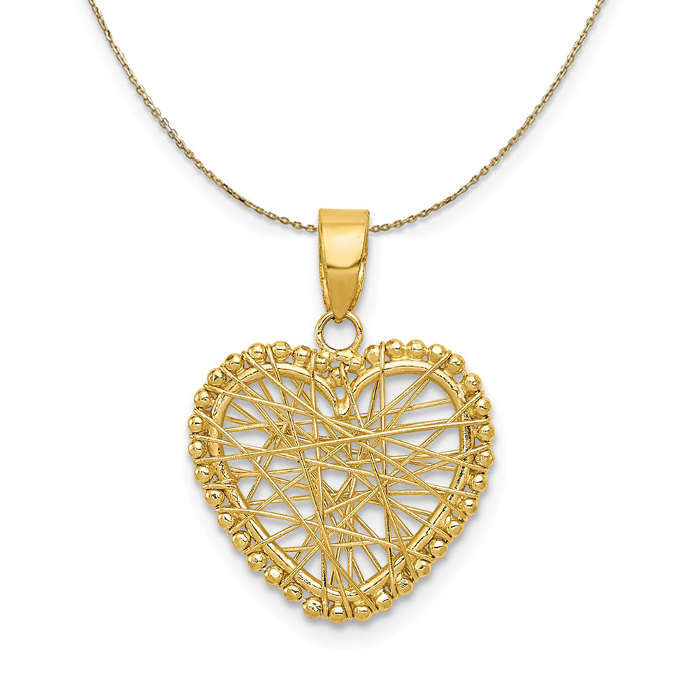 14k Yellow Gold Open Wire Heart Necklace, Item N23820 by The Black Bow Jewelry Co.