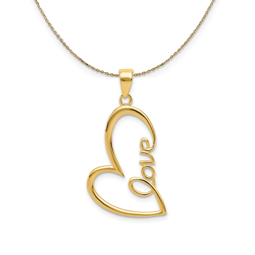 14k Yellow Gold Love Heart Necklace, Item N23846 by The Black Bow Jewelry Co.