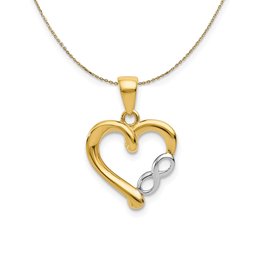 14k Yellow Gold and Rhodium Infinity Heart Necklace, Item N23847 by The Black Bow Jewelry Co.