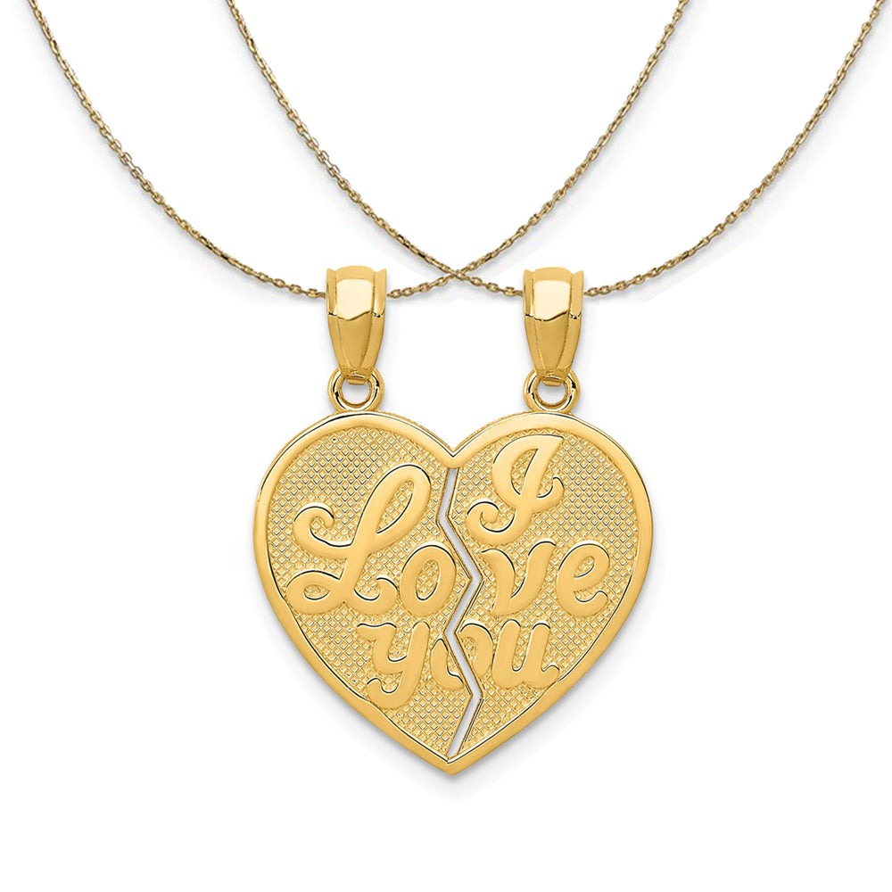 14k Yellow Gold I Love You Heart Set of 2 (19mm) Necklace, Item N23859 by The Black Bow Jewelry Co.