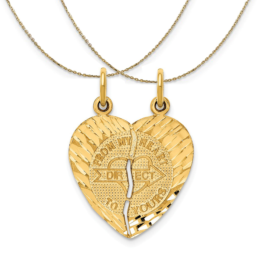 14k Yellow Gold From My Heart to Yours 2 Charm (18mm) Necklace, Item N23860 by The Black Bow Jewelry Co.