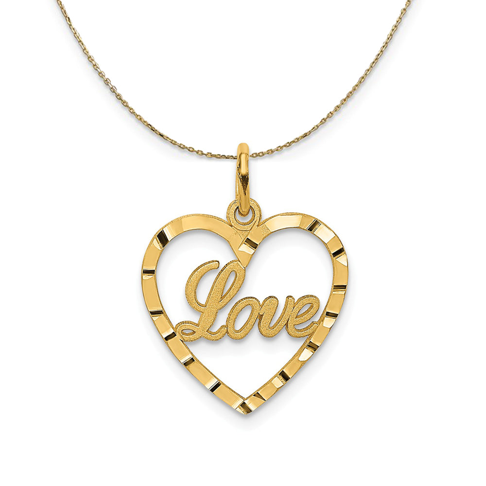 14k Yellow Gold Love Heart Necklace, Item N23861 by The Black Bow Jewelry Co.