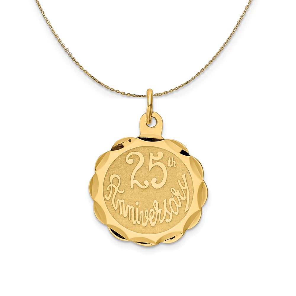 14k Yellow Gold 25th Anniversary Disc Necklace, Item N23909 by The Black Bow Jewelry Co.