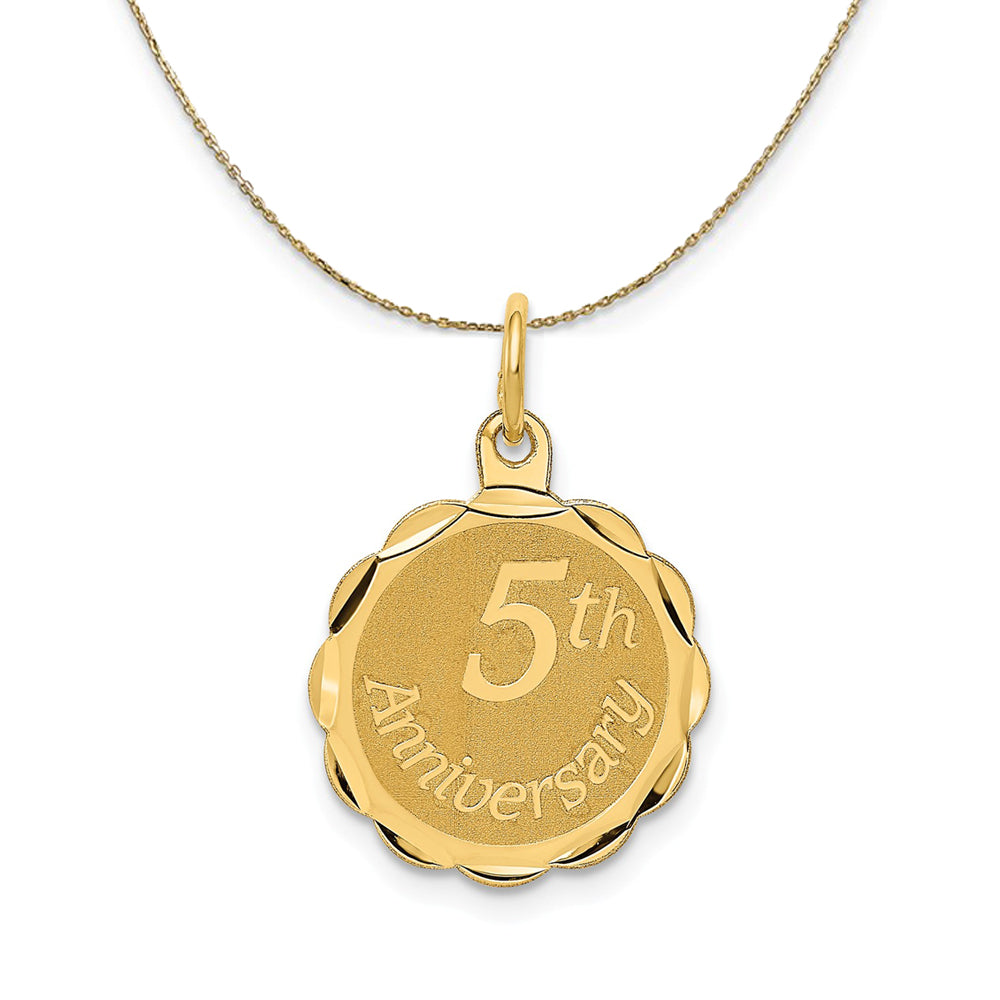 14k Yellow Gold 5th Anniversary Circle Necklace, Item N23915 by The Black Bow Jewelry Co.