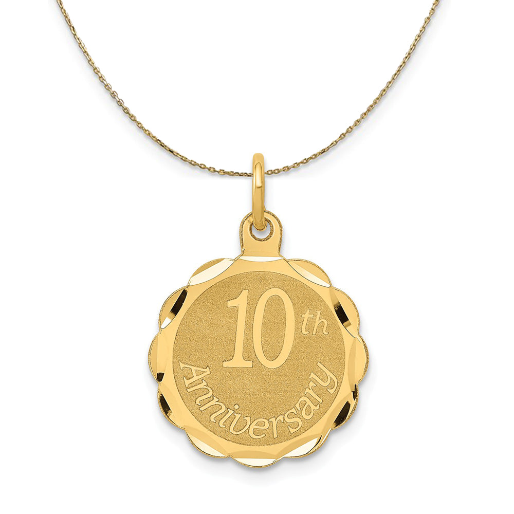 14k Yellow Gold 10th Anniversary Circle Necklace, Item N23916 by The Black Bow Jewelry Co.