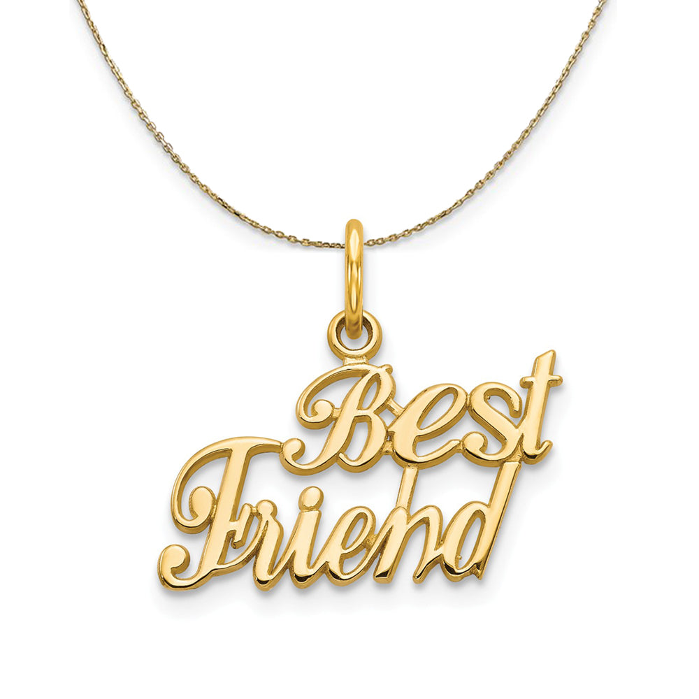 14k Yellow Gold Script Best Friend Necklace, Item N23936 by The Black Bow Jewelry Co.