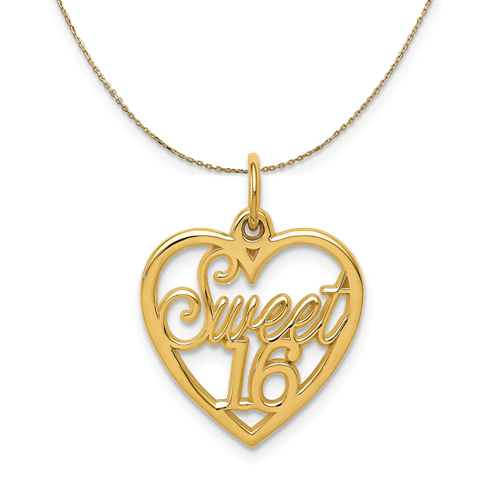 14k Yellow Gold Sweet 16 Heart Necklace, Item N23950 by The Black Bow Jewelry Co.