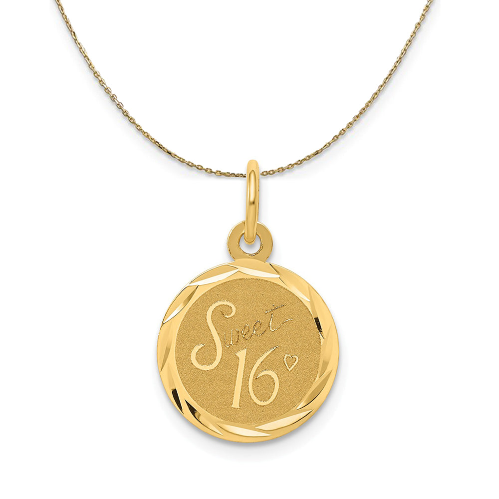 14k Yellow Gold Sweet 16 Disc Necklace, Item N23974 by The Black Bow Jewelry Co.