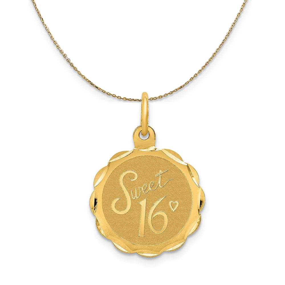 14k Yellow Gold Sweet 16 Disc Necklace, Item N23976 by The Black Bow Jewelry Co.