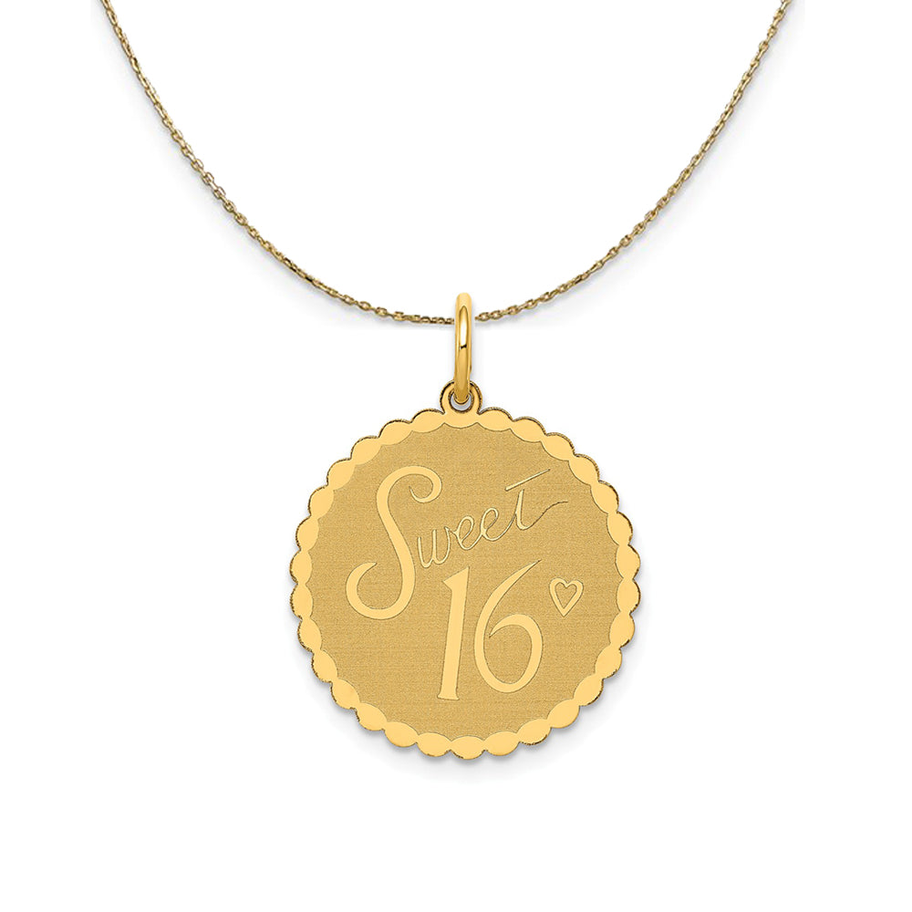 14k Yellow Gold Sweet 16 Disc Necklace, Item N23977 by The Black Bow Jewelry Co.