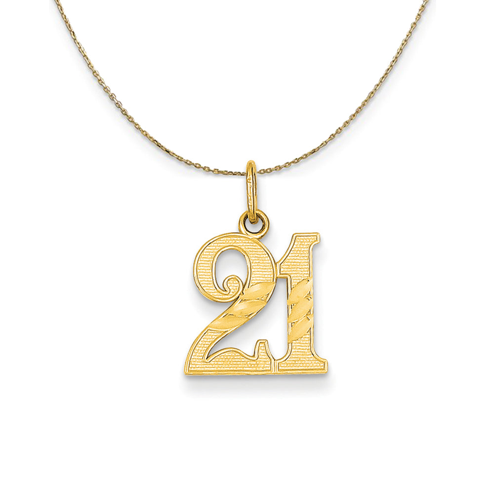 14k Yellow Gold Diamond Cut 21 Necklace, Item N24001 by The Black Bow Jewelry Co.