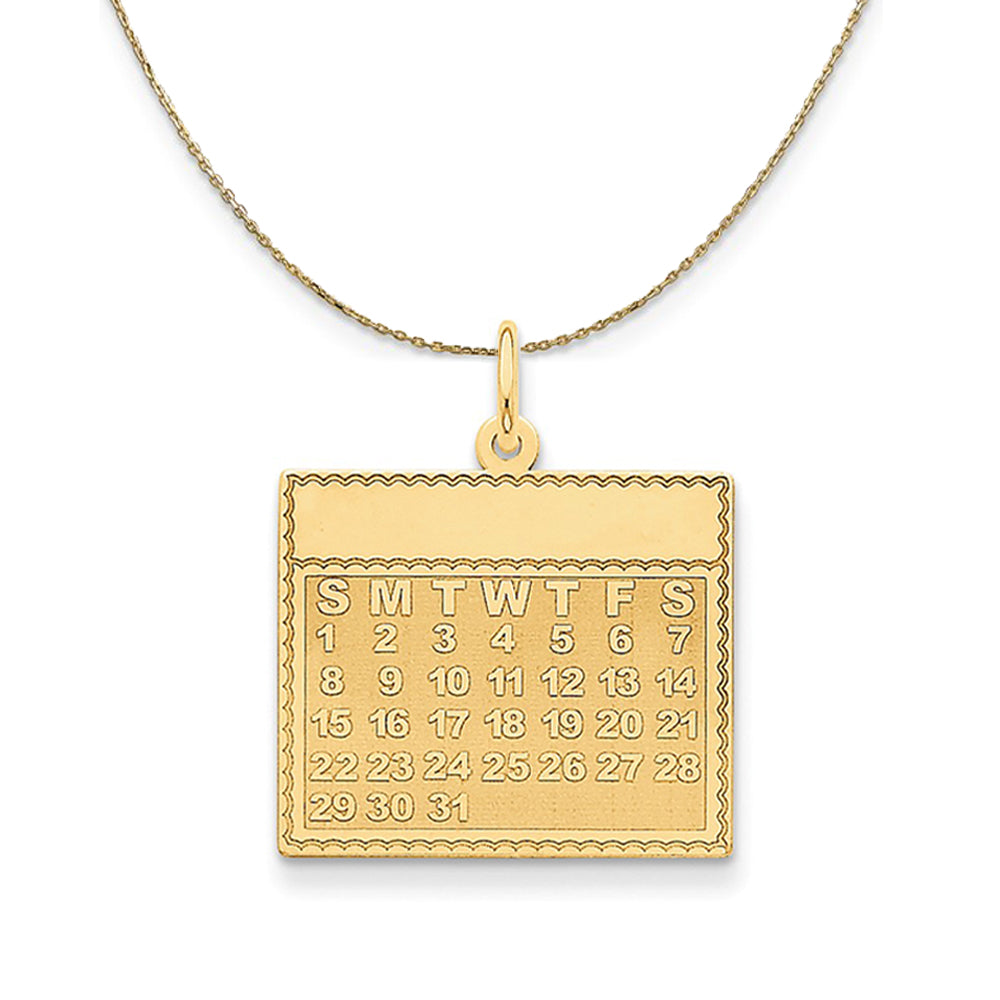 14k Yellow Gold Sunday Start Perpetual Calendar Necklace, Item N24002 by The Black Bow Jewelry Co.