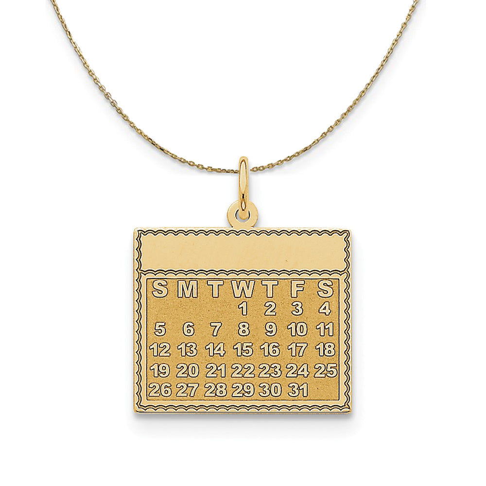 14k Yellow Gold Wednesday Start Perpetual Calendar Necklace, Item N24005 by The Black Bow Jewelry Co.