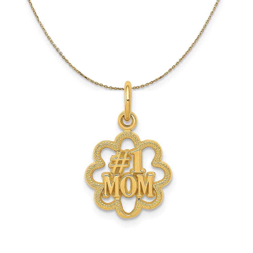 14k Yellow Gold #1 Mom (11mm) Necklace, Item N24010 by The Black Bow Jewelry Co.