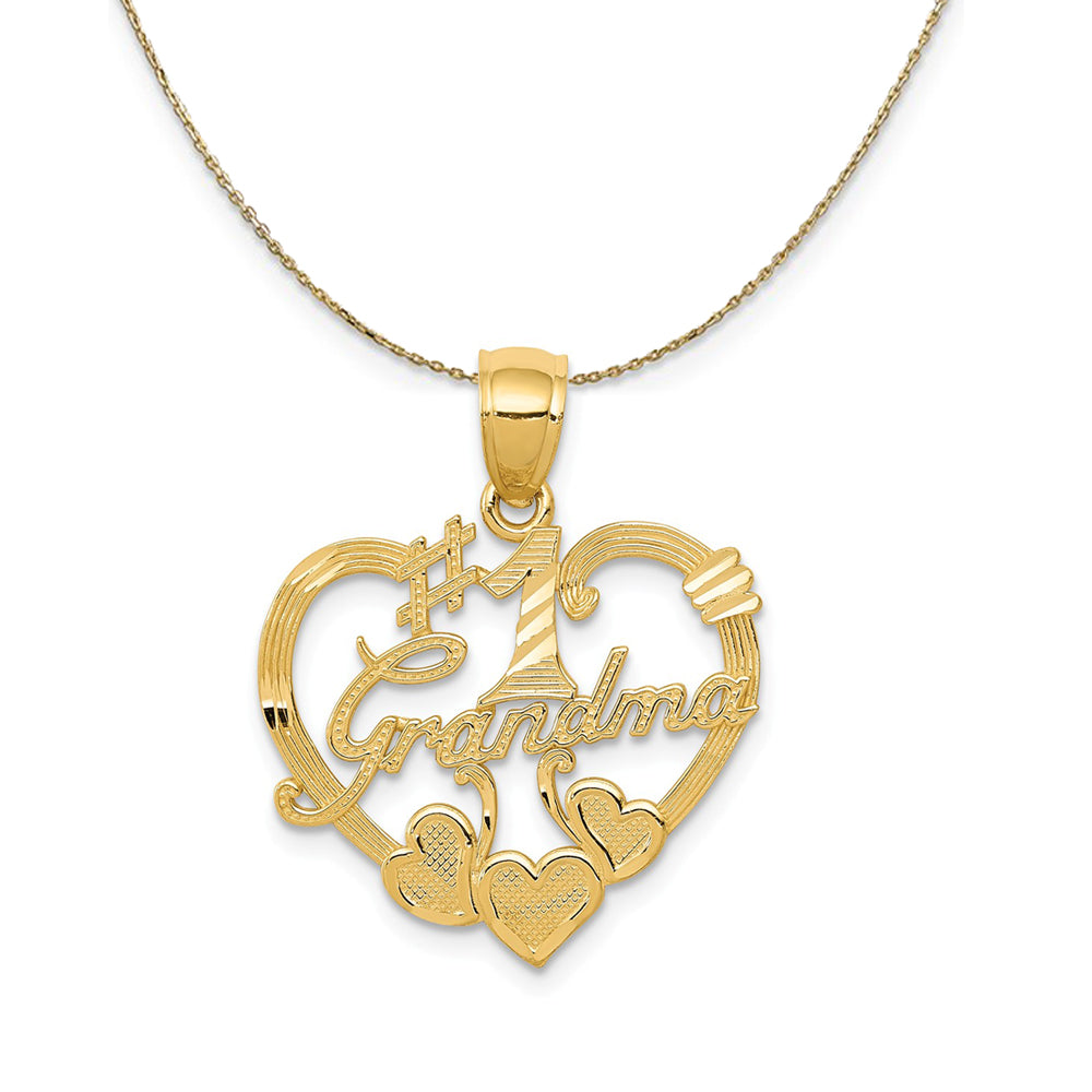 14k Yellow Gold #1 Grandma Heart Necklace, Item N24030 by The Black Bow Jewelry Co.