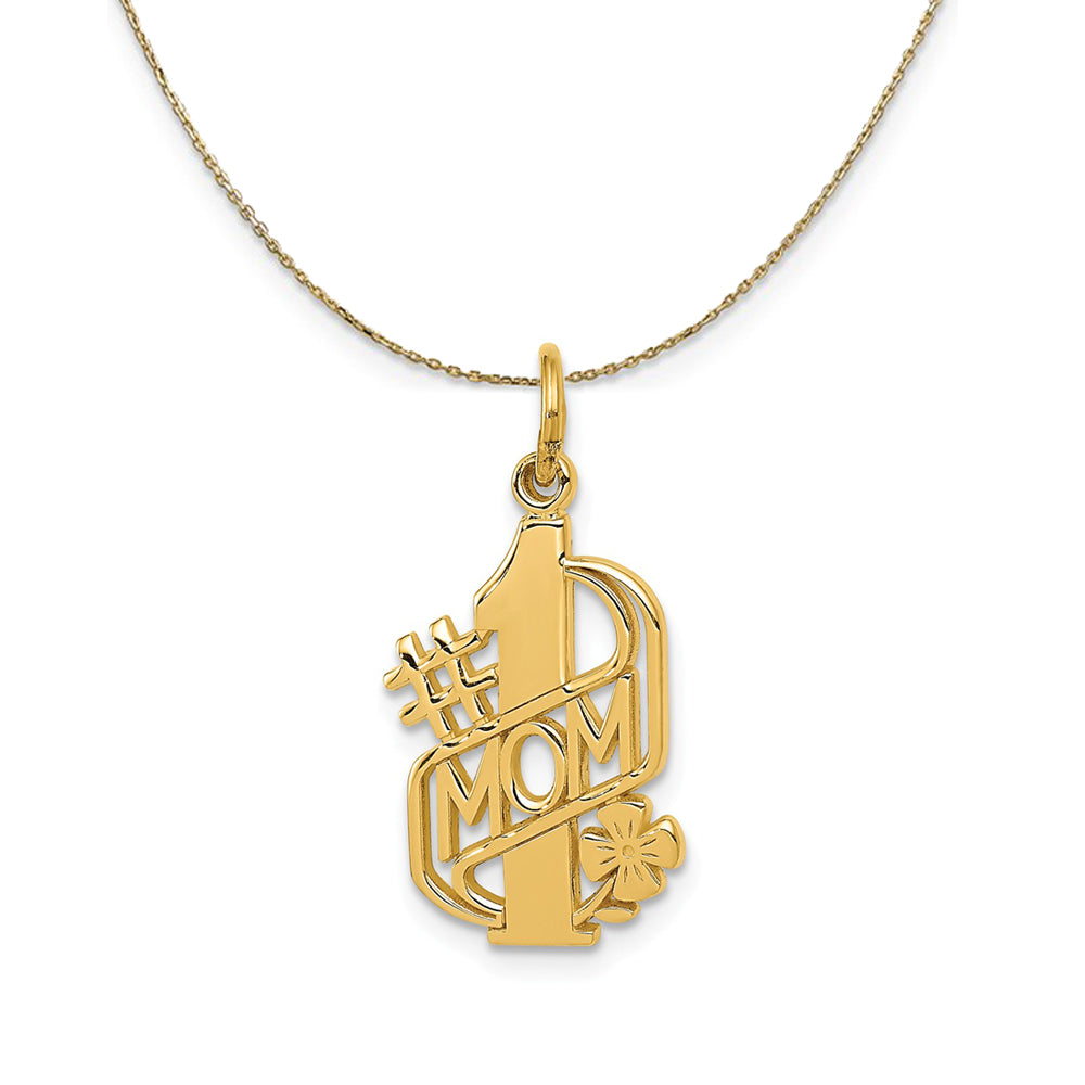 14k Yellow Gold #1 Mom Necklace, Item N24031 by The Black Bow Jewelry Co.