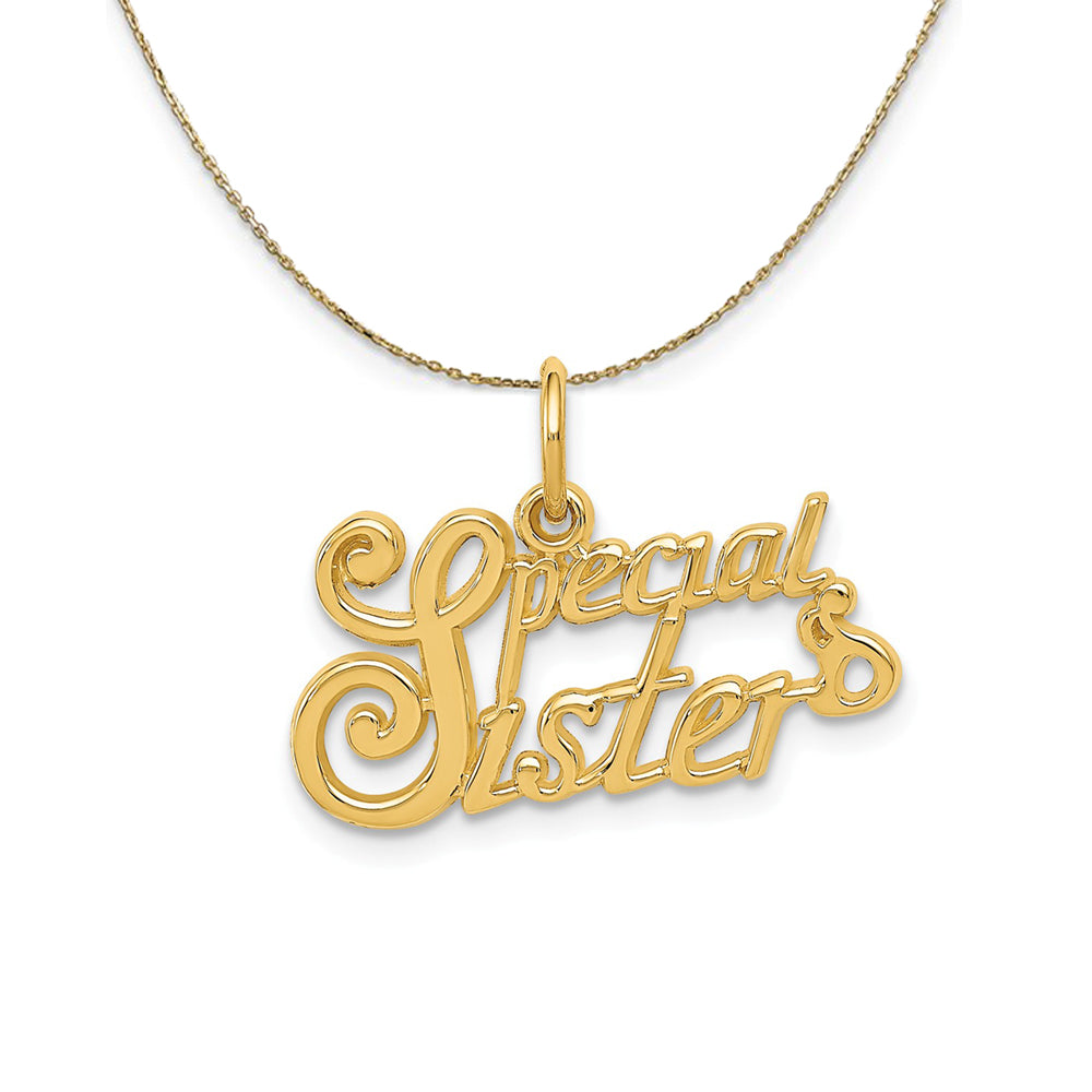 14k Yellow Gold 21mm Special Sister Necklace, Item N24071 by The Black Bow Jewelry Co.