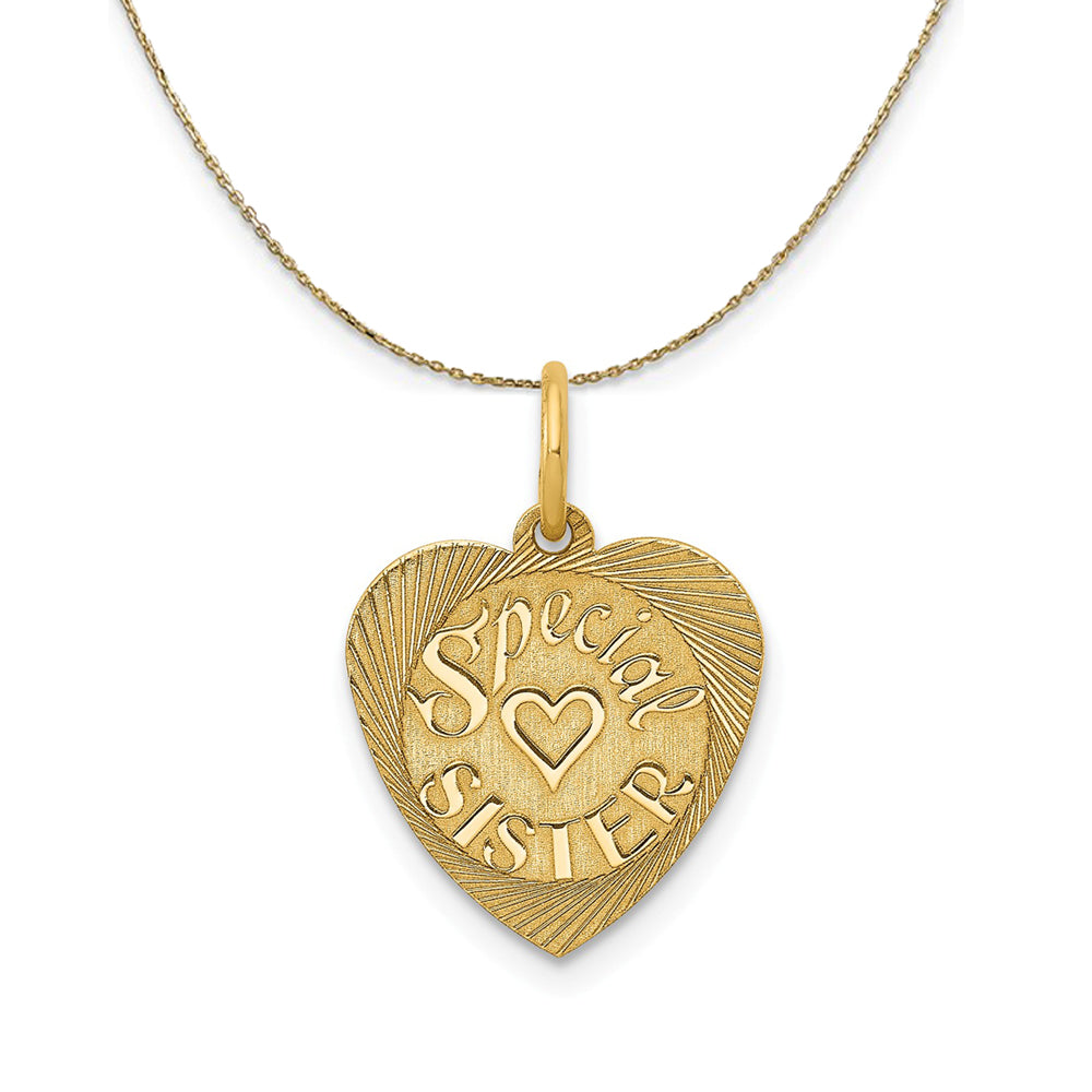 14k Yellow Gold Special Sister Heart Necklace, Item N24089 by The Black Bow Jewelry Co.