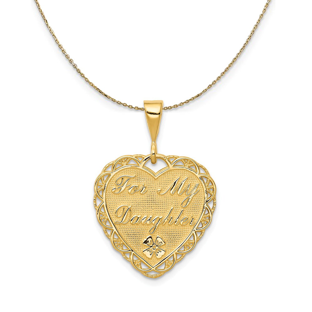 14k Yellow Gold For My Daughter Heart Necklace, Item N24092 by The Black Bow Jewelry Co.