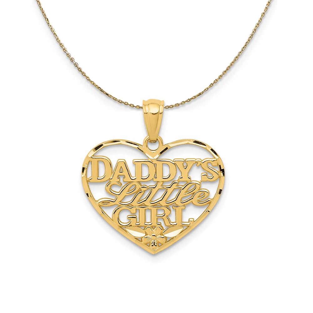 14k Yellow Gold Daddy's Little Girl Heart Necklace, Item N24098 by The Black Bow Jewelry Co.