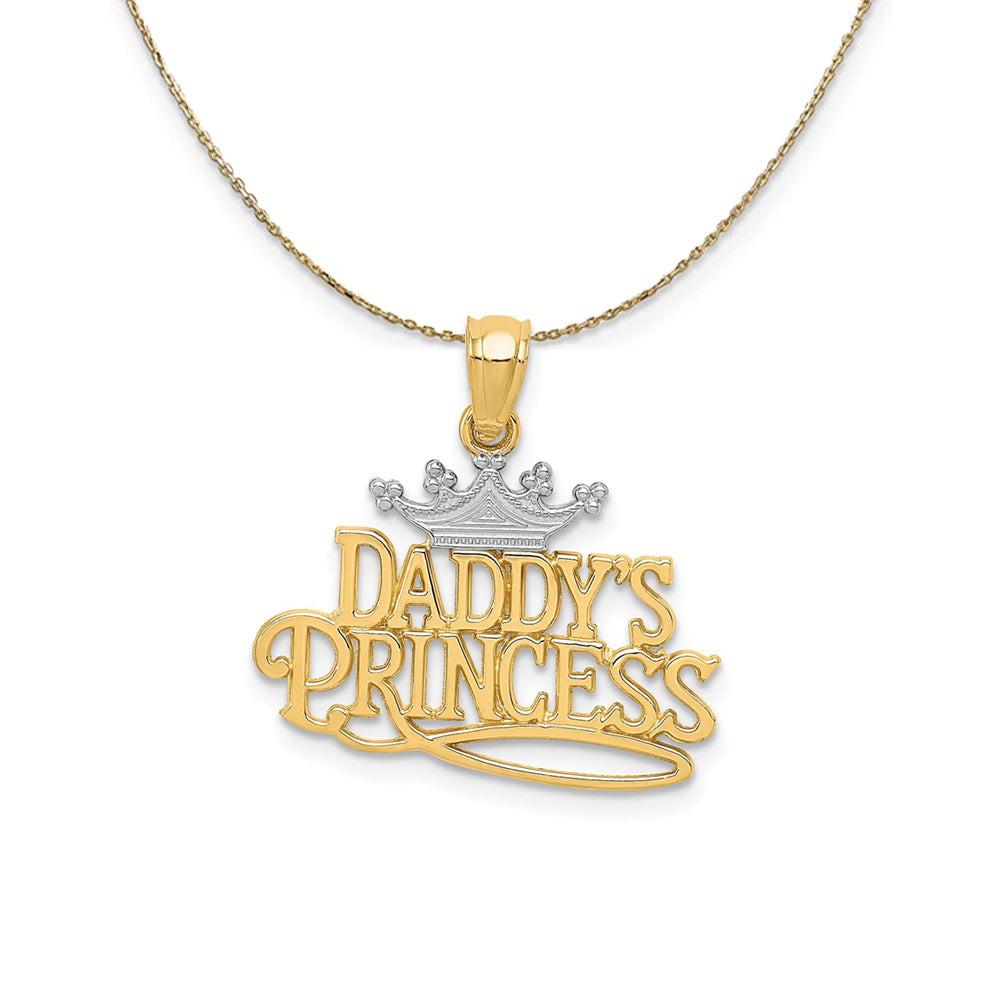 14k Yellow Gold & Rhodium Daddy's Princess Script Necklace, Item N24100 by The Black Bow Jewelry Co.