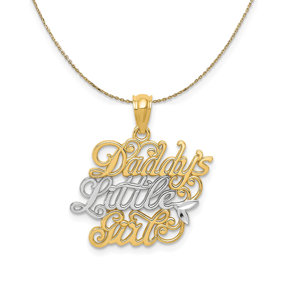 14k Yellow Gold & Rhodium Daddy's Little Girl, 21mm Necklace, Item N24101 by The Black Bow Jewelry Co.