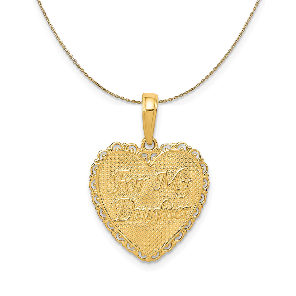 14k Yellow Gold For My Daughter Reversible Heart Necklace, Item N24105 by The Black Bow Jewelry Co.