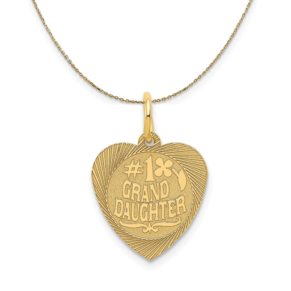 14k Yellow Gold #1 Granddaughter Engravable Heart Necklace, Item N24107 by The Black Bow Jewelry Co.