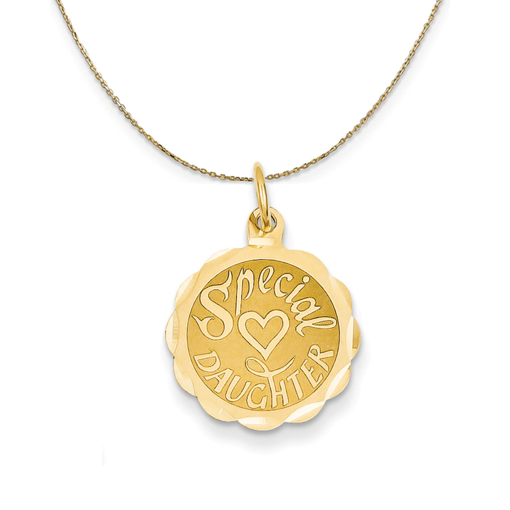 14k Yellow Gold Special Daughter Engravable Disc Necklace, Item N24109 by The Black Bow Jewelry Co.