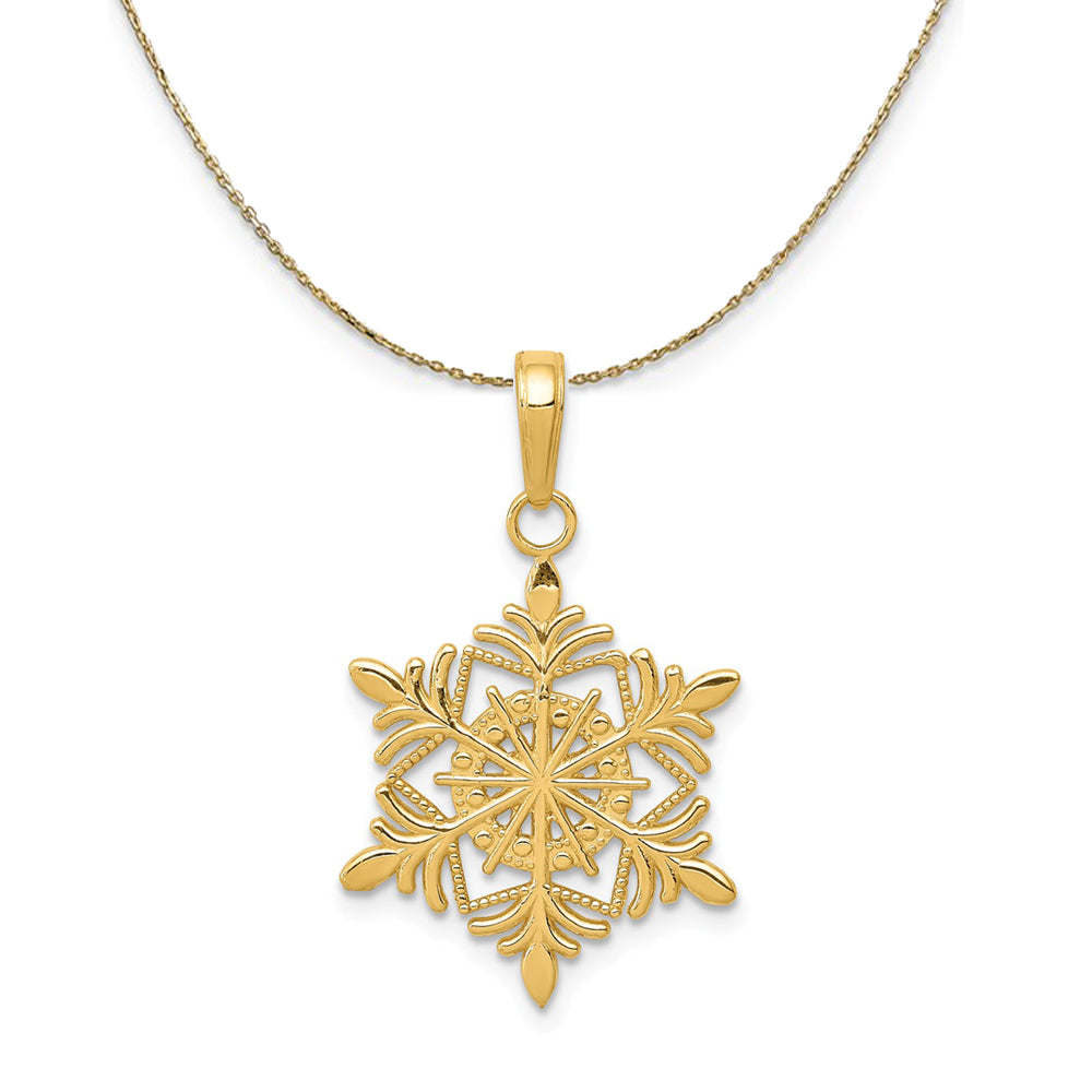 14k Yellow Gold Snowflake Necklace, Item N24130 by The Black Bow Jewelry Co.