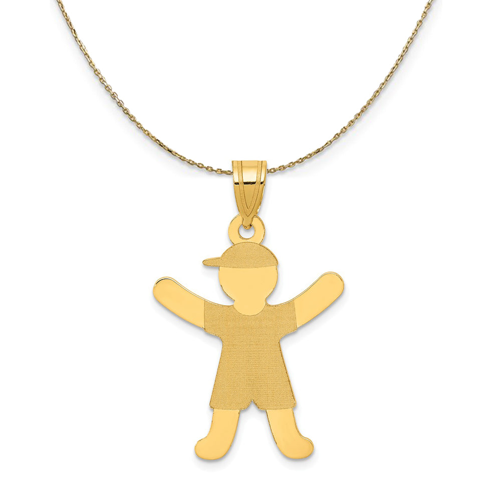 14k Yellow Gold Boy with Hat Necklace, Item N24163 by The Black Bow Jewelry Co.