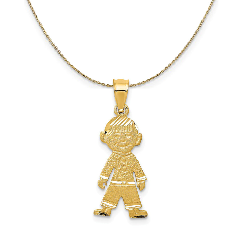 14k Yellow Gold Diamond Cut Boy (10mm) Necklace, Item N24165 by The Black Bow Jewelry Co.