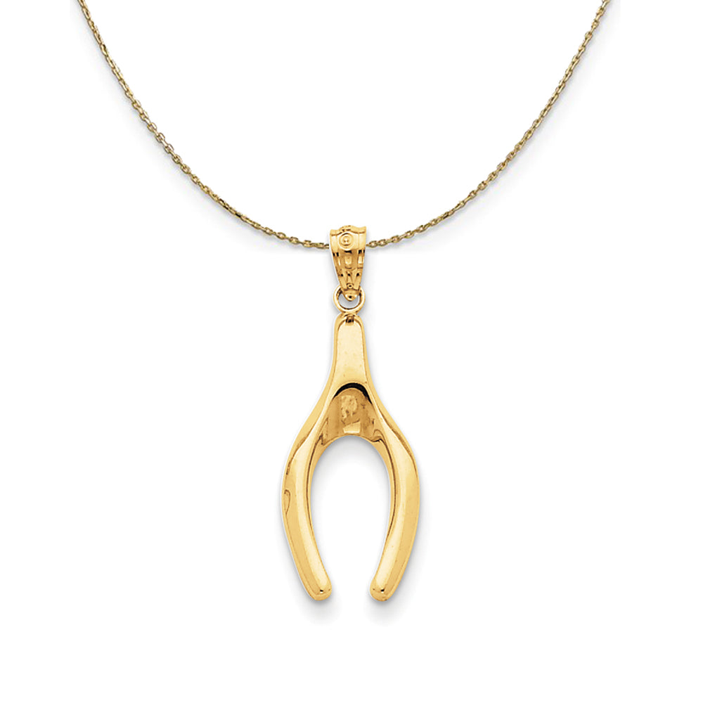 14k Yellow Gold Wishbone (29mm) Necklace, Item N24206 by The Black Bow Jewelry Co.