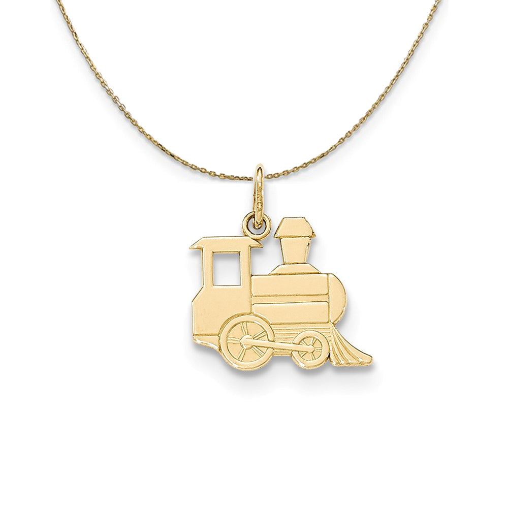 14k Yellow Gold Medium Flat Toy Train (18mm) Necklace, Item N24237 by The Black Bow Jewelry Co.