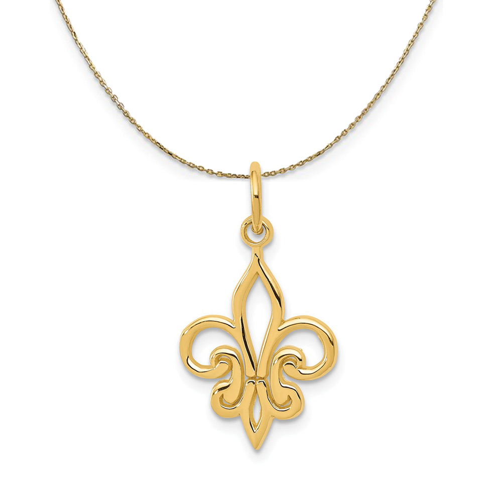 14k Yellow Gold Fleur De Lis Necklace, Item N24244 by The Black Bow Jewelry Co.