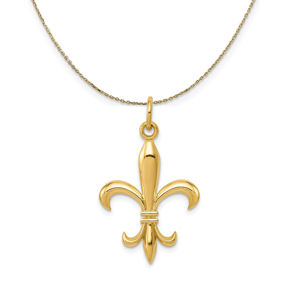 14k Yellow Gold 2D Fleur De Lis Pendant (18mm) Necklace, Item N24245 by The Black Bow Jewelry Co.