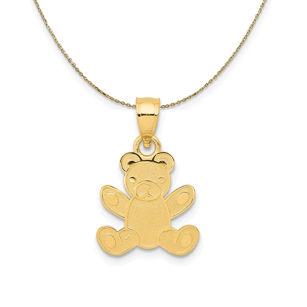 14k Yellow Gold Polished Teddy Bear (11mm) Necklace, Item N24275 by The Black Bow Jewelry Co.