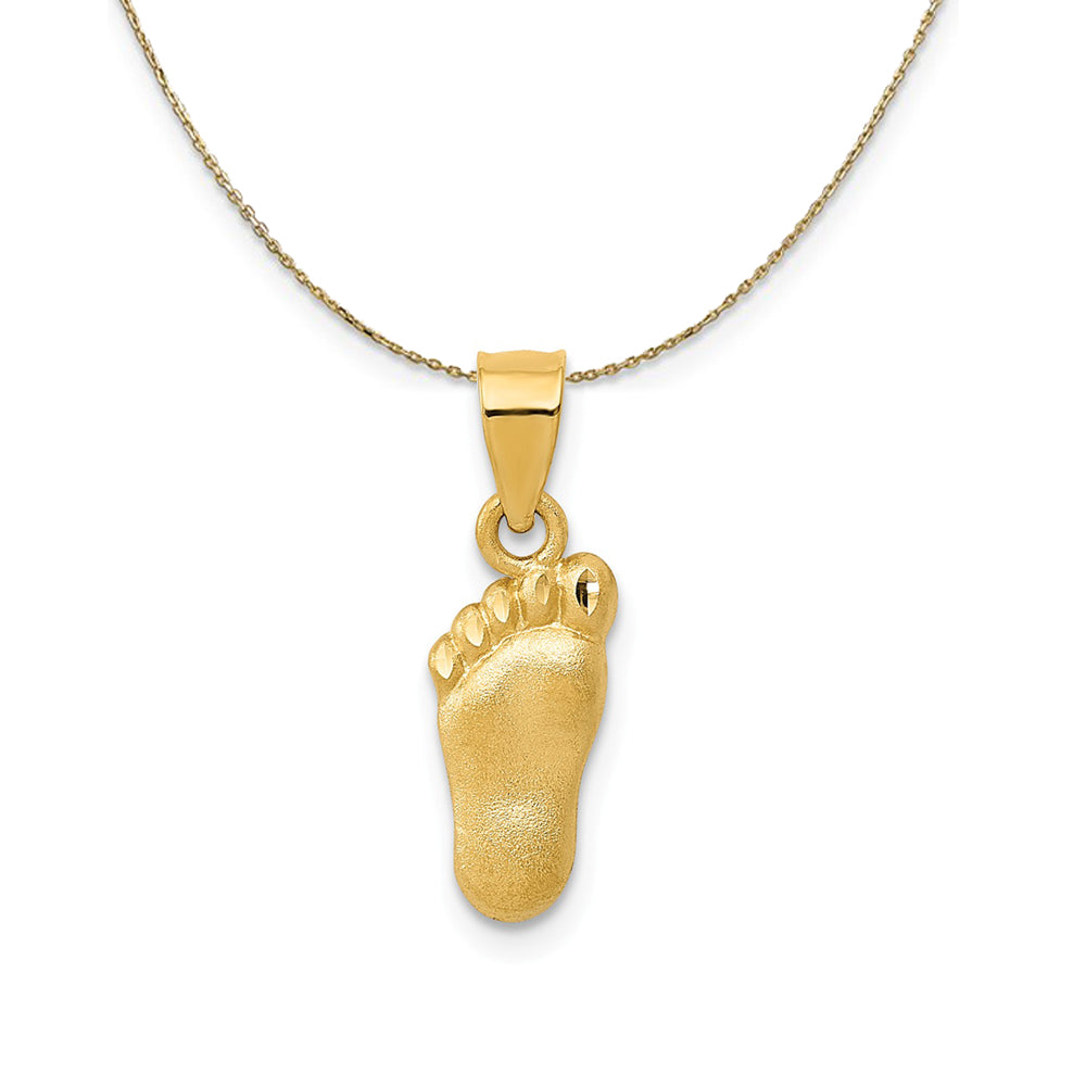 14k Yellow Gold Satin & Diamond Cut Foot Necklace, Item N24284 by The Black Bow Jewelry Co.